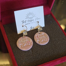  THAT HAPPY PLACE Pink "Love This Place" Dangle Earrings - PopRock Vintage. The cool quotes t-shirt store.