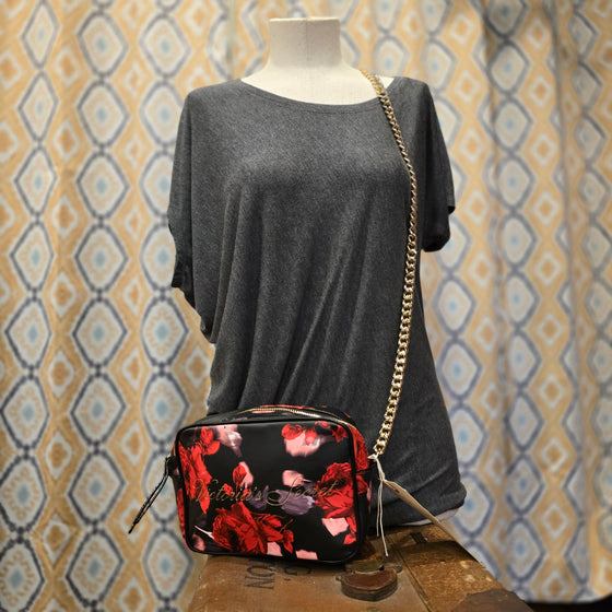 VICTORIAS SECRET Black/Roses Crossbody - PopRock Vintage. The cool quotes t-shirt store.