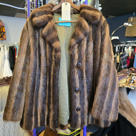 VINTAGE Stripe Raccoon Car Coat