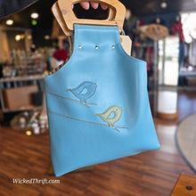  CLEARANCE! QUEEN BEE Blue Handbag w. Birds
