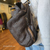 FIRENZE Dark Brown Woven Genuine Leather Backpack