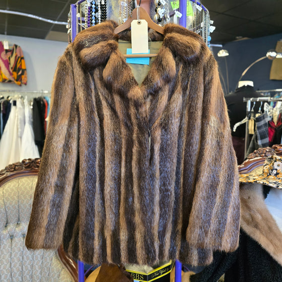 VINTAGE Stripe Raccoon Car Coat