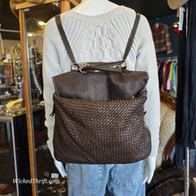  FIRENZE Dark Brown Woven Genuine Leather Backpack