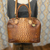 BRAHMIN Brown Embossed Dome Bag - PopRock Vintage. The cool quotes t-shirt store.