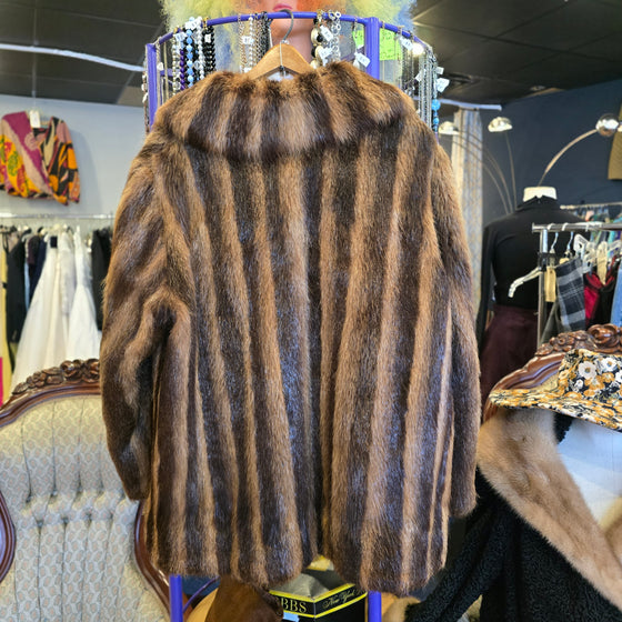 VINTAGE Stripe Raccoon Car Coat